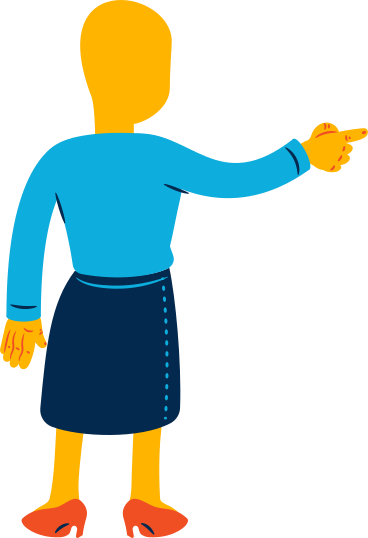 Woman pointing back в PNG, SVG