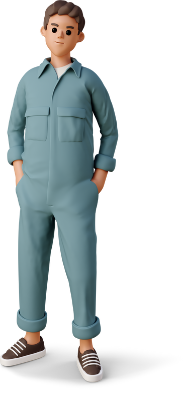 young man in the worker jumpsuit PNG, SVG
