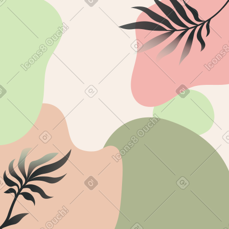 柔和的抽象背景与植物 PNG, SVG