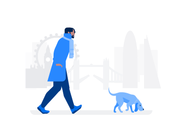 Man walking his dog in london PNG, SVG