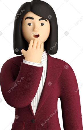 3D astonished businesswoman in red suit PNG, SVG