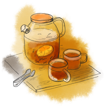 Large teapot and two glass mugs PNG, SVG