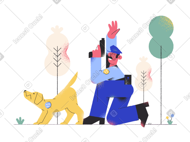 警察与警犬一起工作 PNG, SVG