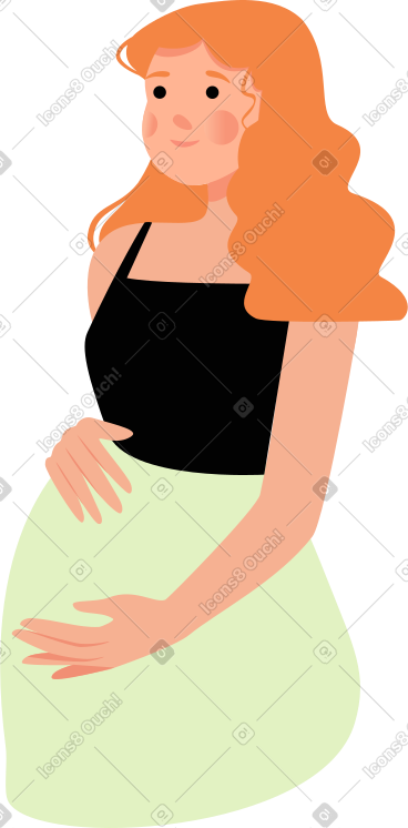 Pregnant woman with hand on her belly PNG, SVG