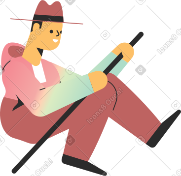 Man with stick PNG, SVG