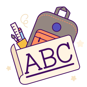 Lettering ABC with pencils and school bag text PNG, SVG