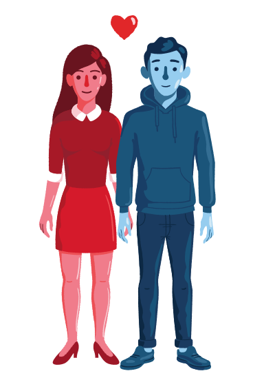 Влюбленные мужчина и женщина держатся за руки в PNG, SVG