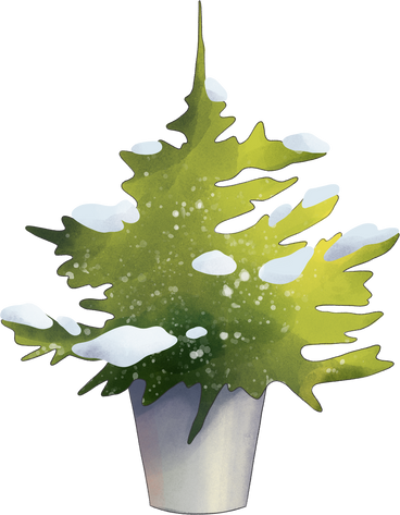 snow tree in a bucket PNG, SVG