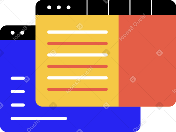 two browser windows PNG, SVG