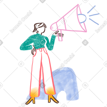 女人通过扩音器说话 PNG, SVG