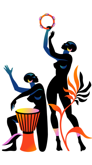 African people playing music on drums PNG, SVG