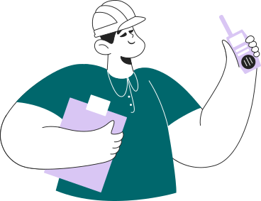 man in a construction helmet holds a folder and a walkie-talkie in his hands PNG, SVG