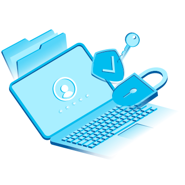 Data privacy and security on laptop PNG, SVG