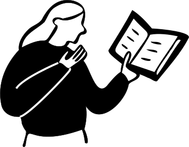 woman looking at a book PNG, SVG