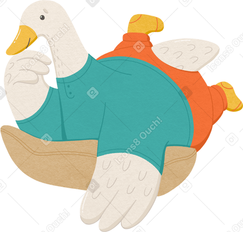 goose lies relaxed on its stomach Illustration in PNG, SVG
