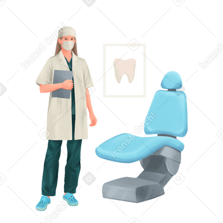 Young dental therapist in dentist's office PNG, SVG
