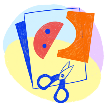 Preschool education and work with cutting out colored paper PNG, SVG
