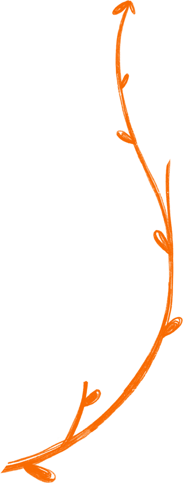 orange curved plant stem with leaves PNG, SVG
