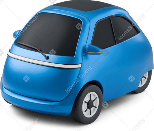 3D blue electric car top view PNG, SVG
