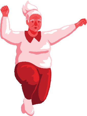 old curvy woman jumping Illustration in PNG, SVG