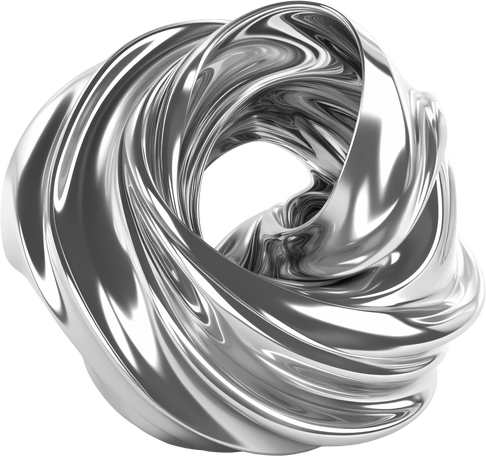 metallic 3D abstract silver shape PNG, SVG