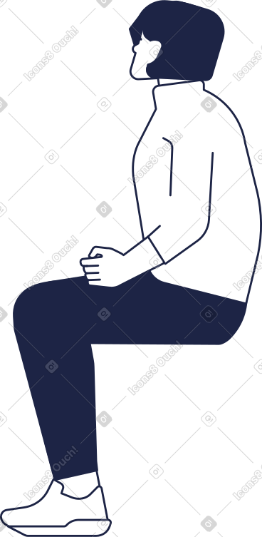 男人坐着的侧视图 PNG, SVG