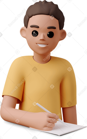 3D young woman taking notes and smiling PNG, SVG
