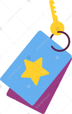 room key with keychain Illustration in PNG, SVG