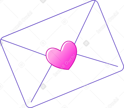 letter with heart PNG, SVG