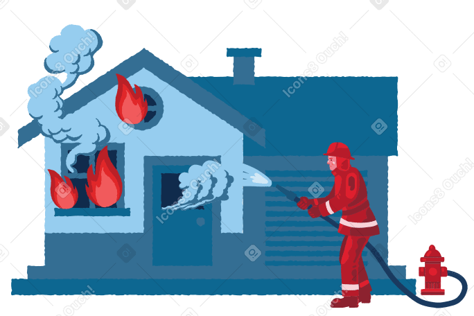 Firefighter Illustration in PNG, SVG