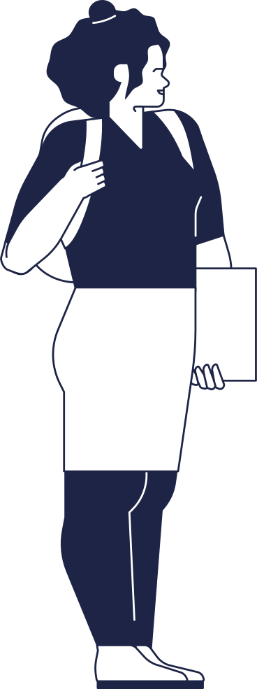 student girl with afro hair with backpack folder in her hands PNG, SVG