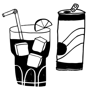 Drink with ice and a can PNG, SVG