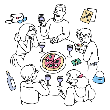 Группа людей ужинает в PNG, SVG