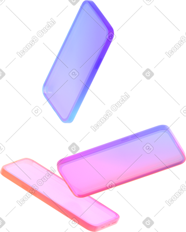 Three gradient smartphones PNG, SVG