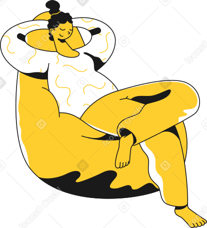 girl relaxing in puff chair PNG, SVG