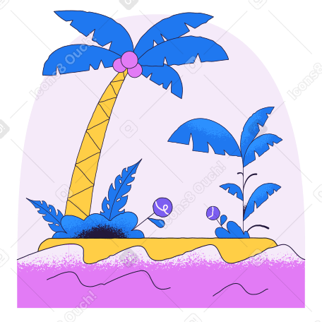Island Illustration in PNG, SVG