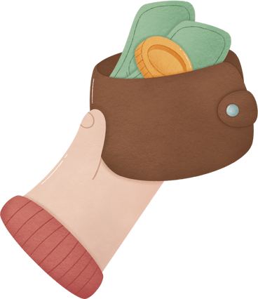 Hand with a wallet of money PNG, SVG