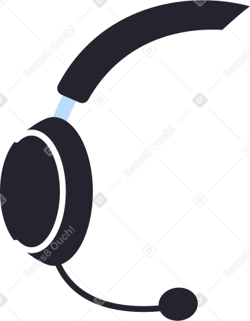 half of headphones with microphone Illustration in PNG, SVG