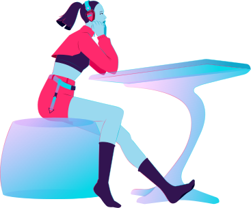 young woman sitting at the table PNG, SVG
