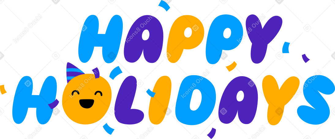 puffy lettering sticker happy holidays! Illustration in PNG, SVG