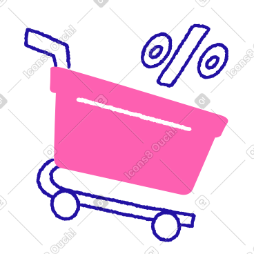 Shopping trolley with discount sign PNG, SVG