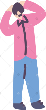 man with hands on head Illustration in PNG, SVG