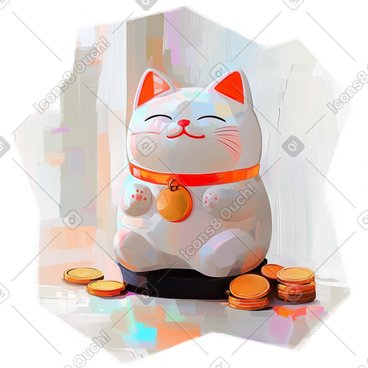 招财猫钱罐油画 PNG, SVG