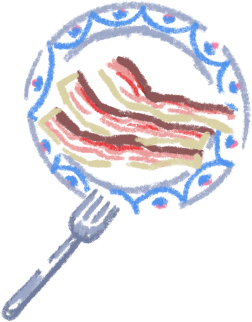 Bacon plate and fork PNG, SVG