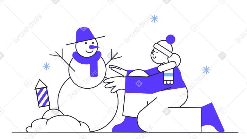 Building a snowman Illustration in PNG, SVG