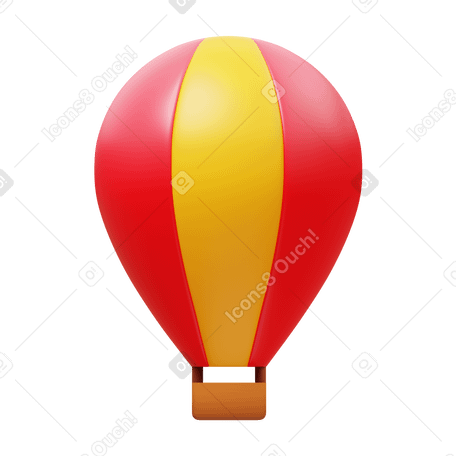 3D hot air balloon Illustration in PNG, SVG