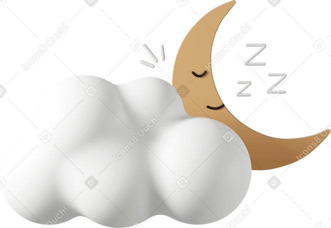 3D moon with cloud PNG, SVG