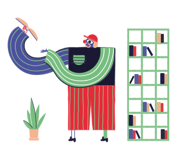 Man reading a book at the library PNG, SVG