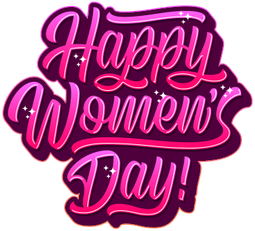 lettering happy women's day! with shadow and stars text PNG, SVG