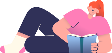 lying girl with a book PNG, SVG
